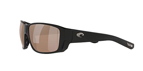 Image of Costa Man Sunglasses Matte Black Frame, Blue Mirror Lenses, 60MM