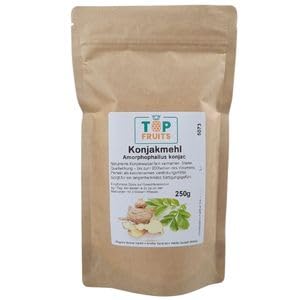 TOPFRUITS Konjakmehl 250g Glucomannan Pulver - extra fein gemahlen - 36000 cps - Spitzenqualität