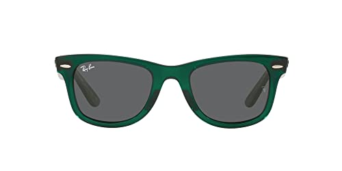 Ray-Ban RB2140 Original Wayfarer Square Sunglasses, Transparent Green/Dark Grey, 50 mm