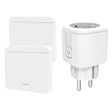 FSMUCFY Kabelloses Steckdose mit Fernbedienung, drahtloser Sender, Leistung 3500 Watt,lichtschalter nachrüsten ohne kabel,ohne wlan,wandschalter drahtlos (White-Set 2)