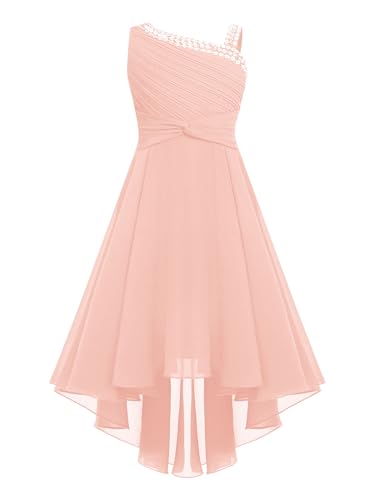 Riismen Vestido De Niña Elegante Sin Mangas Vestido De Dama Honor Fiesta Boda Noche para Niños Verano Elegante Estilo Rosa 11-12 años