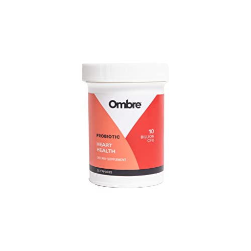 Ombre Heart Health Probiotic Capsules, Promotes Cardiovascular, Metabolic, & Gut Health, 10 Billion CFU, Shelf-Stable, 30 Servings