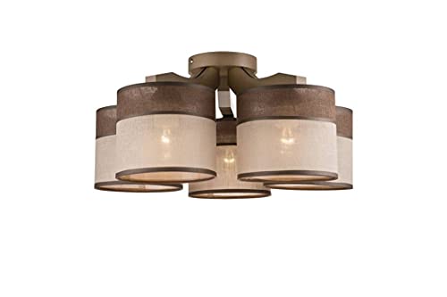 Lamkur Lighting - Lamkur Andrea Halbbündige Deckenleuchte mit mehreren Armen Stoffschirme Sonoma 5x E27