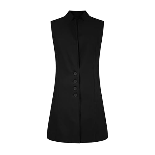 Women's Sleeveless Cardigan Vest Casual Long Waistcoat Open Front Business Office Blazer Jacket with Pockets4