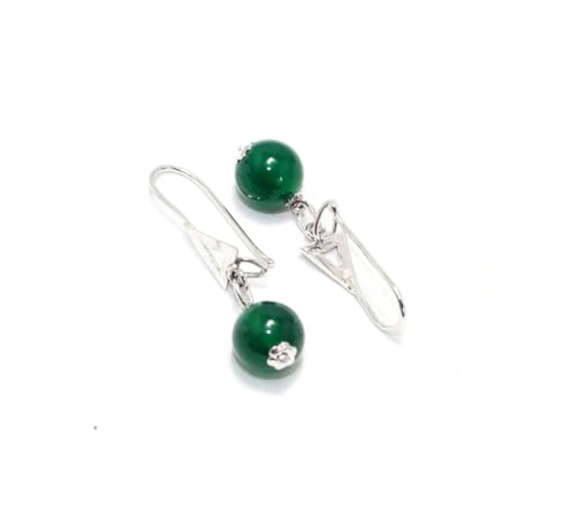 Women's 925 Sterling Silver Green Onyx Gemstone Handmade Earrings