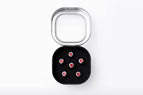 LUXE BY MARTIN® Acoustic Guitar Bridge Pins – Chrome with Red Inlay | Liquidmetal® Construction for Increased Volume and Sustain | Set of 6