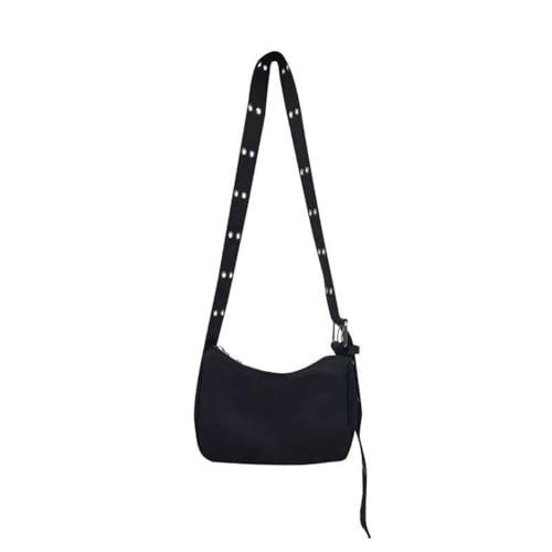 Bolsa tiracolo feminina fofa casual preta nylon, Preto