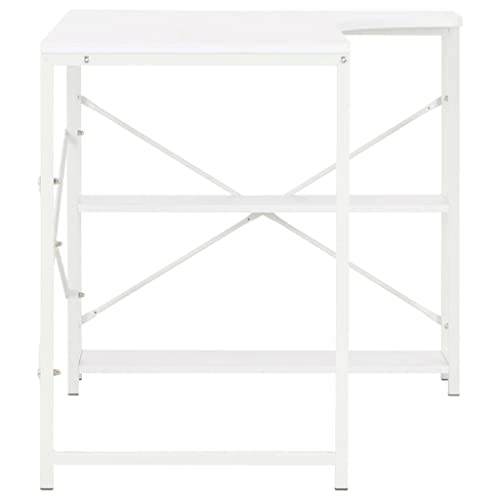 Bureau d'ordinateur blanc stable table de bureau robuste avec étagères - 6