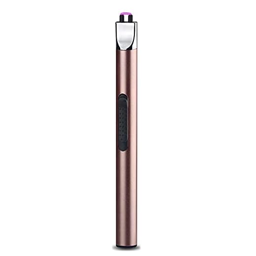 Leejie Lighter Candle Lighter Electric Lighter Rechargeable USB Lighter Flameless Grill Lighter for Candles BBQs Fireplaces Camping (Rose Gold)