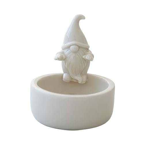 Fotóforo de Navidad - 3.43 Pulgadas Candelador Decorativo | Cerámica de Santa Claus: Feliz diseño Ideal para Mesa, Oficina o Estante agregando un Toque Festivo cálido a su decoración Interior