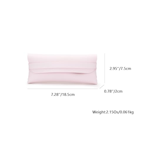 Image of Faux Leather Pen and Pencil Case with Tuck in Flap Stationery Bag for Student Lightweight Design (Faux Leather,Pink /FL)