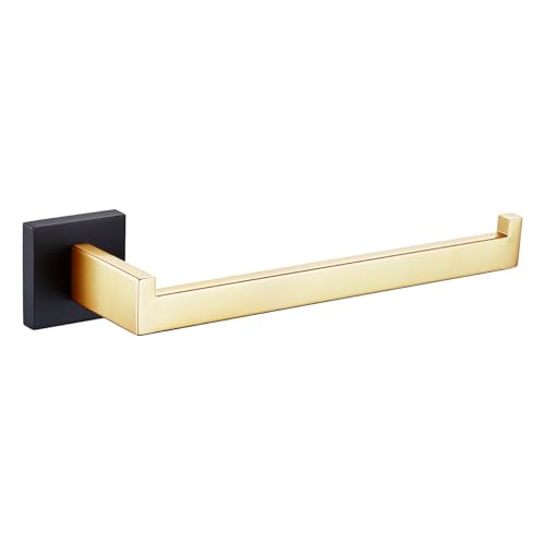 Image of KOKOSIRI Towel Bar for Bathroom Wall Mount 9'' Hand Towel Holder T-304 Stainless Steel Bath Kitchen Accessories Matte Black and Brushed Gold, B3003GDK