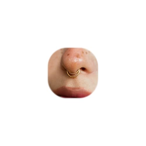ZMANYIJEW 16G Minimalist Lines Septum Rings Stacked Gold Septum Ring Septums Clicker Nose Ring Piercing for Women Men