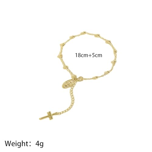 GIGB PBDK Gold Virgin Mary Catholic Rosary Bracelet for Women Trendy Vintage Beads Cross Religious Wrist Bangle Minimalist Crucifix Jesus Bracelet Charm Jewelry2