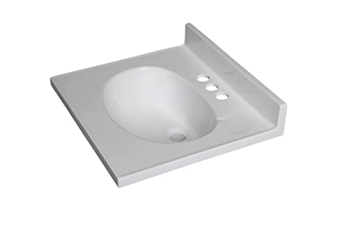 Fine Fixtures Cultured Marble White Vanity Top 19 X 17 3-Hole Faucet With Overflow Hole #TOP2