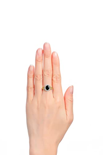 Image of Rylos Women's Yellow Gold Plated Silver Princess Diana Ring & Pendant Set. Gemstone & Diamonds, 9X7MM Birthstone. Matching Friendship Jewelry, Sizes 5-10.