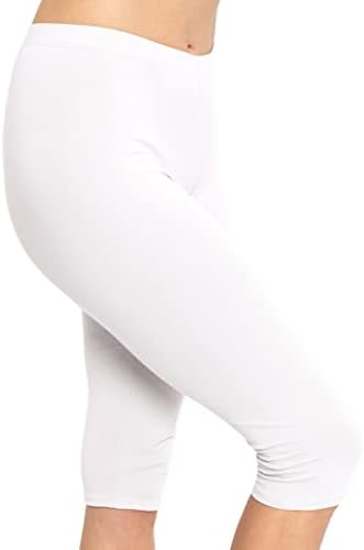 STRETCH IS COMFORT Women's Knee Length Leggings White X-Large