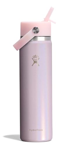 Hydro Flask Water Bottle - Insulated Stainless Steel - Wide Straw Lid, Non-Spill, Leakproof in 24 Oz Glimmer Pink