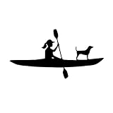 TAMZAM - Girl Kayak with Dog Decal Vinyl Sticker Black Cars Trucks SUV Laptops Walls Glass Metal - 5.5 inches
