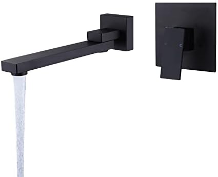 Wall Mount Tub Faucet with Extra Long Tub Spout,Single Handle Tub Filler Faucet with Brass Rough-in Valve,Matte Black