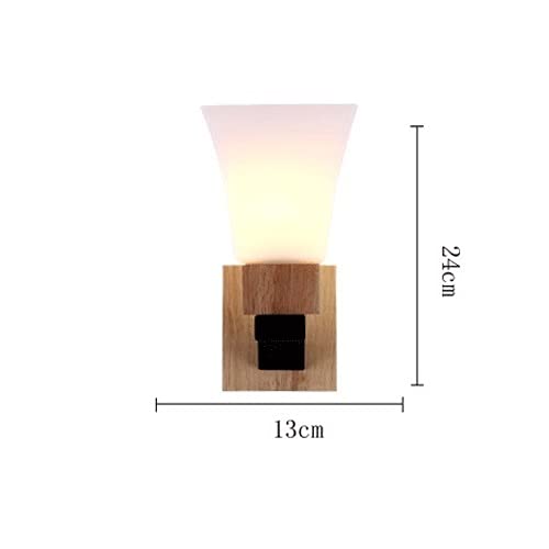 Aplique de pared industrial E27 con madera y vidrio blanco para pasillo 5