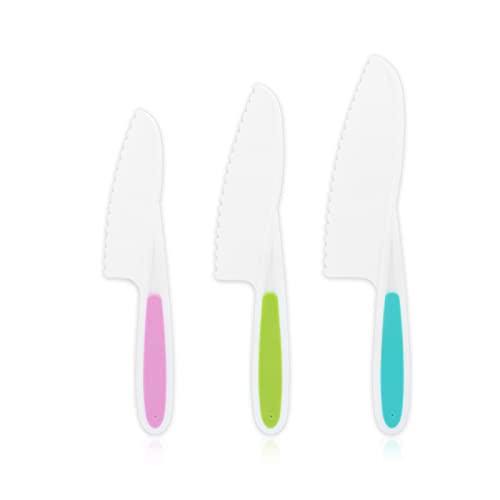 Defutay Kids Knife Set, 3Pc Nylon Kitchen Baking Knife Set Bpa-Free Kids' Knives - Firm Grip, Serrated Edges - Kids Safe Cooking Knives For Real Cooking & Cutting Fruit, Bread, Lettuce (Multicolor 1) #TOP8