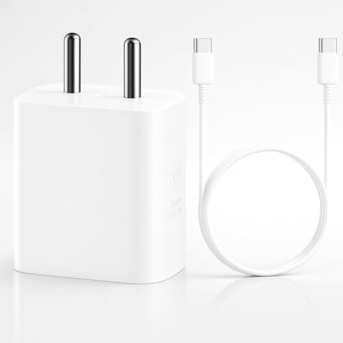 Image of Samsung 25W Type-C GAN Superfast Charging Adapter with 1M C-Type Cable Compatible with Galaxy A55|A16|A36|A56|A35| A06|M36|M35|M16|M06|M05|M56|F36|F06|F05|F56|F16|S2525watt USB C Fast Charger-White