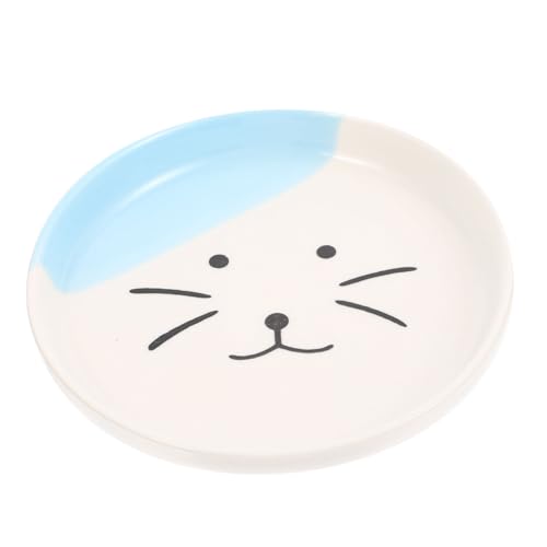 Loigohon セラミック製猫用フードボウル 16cm ? 滑らかな表面で清掃簡単、大口径設計による安定給餌 (14.5X14.5X2.5CM,空色)