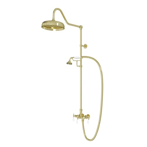 Image of Abbey 10 x 34 1 /2 Shower Faucet Set with Handshower, Polished Brass
