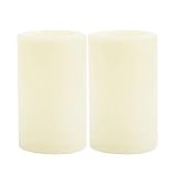 2 Pack Flameless LED Pillar Candles Waterproof Outdoor Battery Operated 6-Hours Timed Flickering Electric Fake Candle Set Bulk for Home Garden Wedding Party Christmas Decoration 3x5 inches