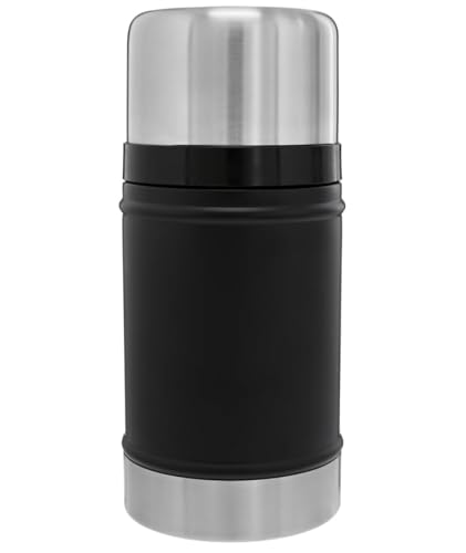 Stanley Classic Food Jar 24 oz | Vacuum Insulated Thermos Food Container | Wide Mouth Screw On Lid | Stainless Steel | BPA-Free | Black 2.0