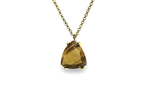 Collier oeil de tigre en or 14k pour femme, bijou artisanal unique haut de gamme