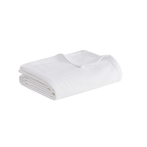 Image of Madison Park Gauze Cotton King Blanket Lightweight for Summer, White
