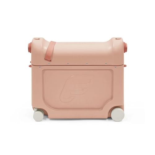 Image of Stokke Jetkids Bedbox - Kids Ride-On Suitcase & Travel Bag, Helps Your Child Relax & Sleep on The Plane, Approved by Airlines, Swivel Wheels, Adjustable Strap - Coral Pink