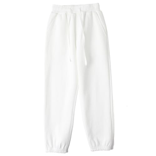 AngelBabies Boys Girls Pants Pull on Cotton Joggers Plain Kids Sweatpants Size 13-14 Off-White