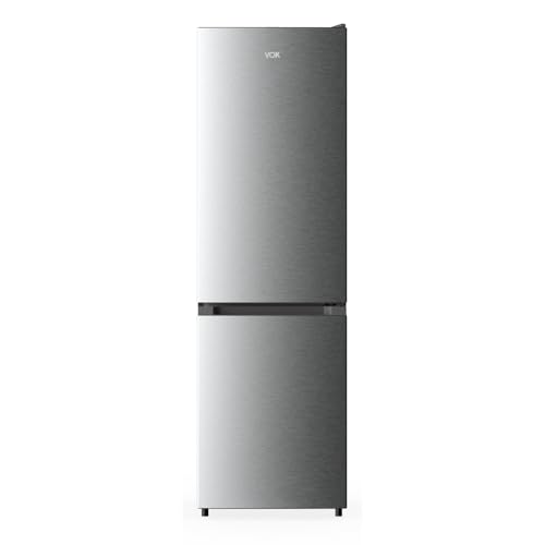 VOK Frigorífico Combi No Frost de 310 L, Refrigerador Silencioso de Bajo Consumo con Sistema Multi Air Flow, Nevera Libre Instalación, Inox