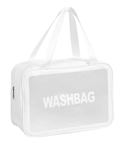 Image of Handcuffs Makeup Pouch with Carry Handle | Wash Bags | Cosmetic Organizer | Toiletry Bag | Vanity Case | Make Up Handbag | Grooming | Travel | Portable | Accessories | Washbag (White)