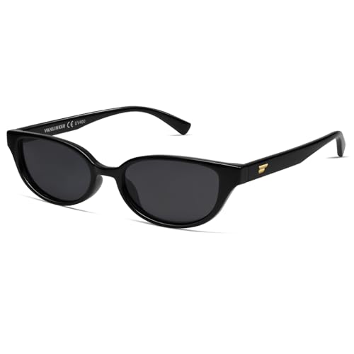 Image of VANLINKER Retro Semi Oval Polarized Sunglasses for Women Men Trendy Small 90s Style Vintage Narrow Rectangle Frame VL9833