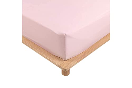 Sábana bajera percal, 100% algodón, 10 colores diferentes, 90 x 190 cm, 140 x 190 cm, 160 x 200 cm, 180 x 200 cm, gorro de 30 cm (rosa, 90 x 190 cm)