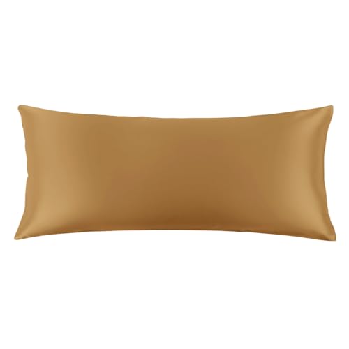 Image of THXSILK Set of 2 Silk Pillowcase for Hair and Skin, 100% Mulberry Silk Bed Pillowcase 22 Momme, Hypoallergenic Soft Breathable Silk Pillow Case with Hidden Zipper, Body Size 20 inchx54 inch, Metallic Gold