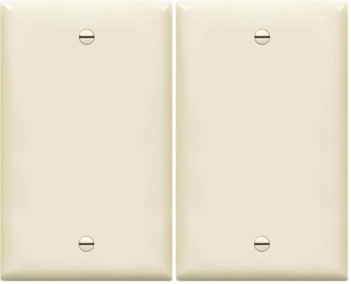Image of ENERLITES Blank Device Wall Plate, Gloss Finish, Standard Size 1-Gang 4.50 inch x 2.76 inch, Polycarbonate Thermoplastic, 8801-LA, Light Almond (Pack of 2)