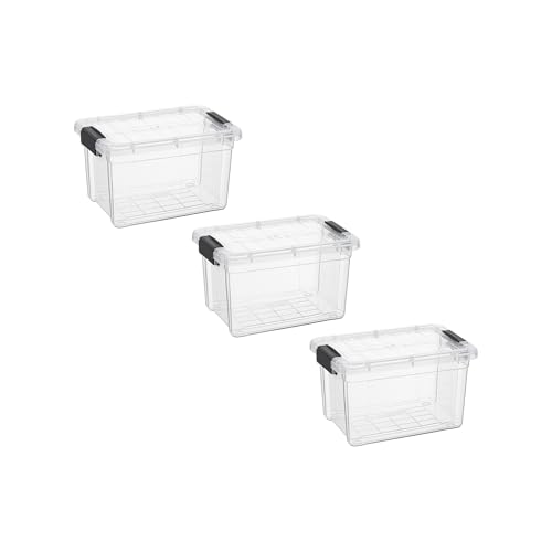 Image of Superio 1.4 Quart Mini Clear Plastic Storage Container with Lid, Stackable Small Organizer Box for Crayons, Art Supplies, Beads, Sewing, Stationery & Food Storage, 3 Pack