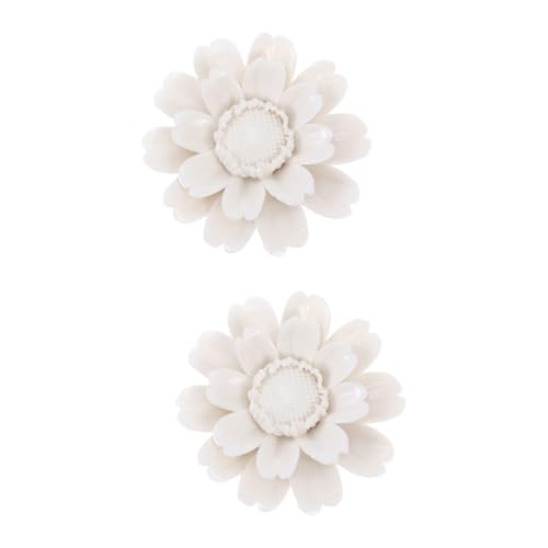 Cabilock 2 Piezas decoración de Pared de Flores de cerámica Muro de jardín decoración de Pared de Flores de Porcelana decoración Vintage Ornamento decoración del hogar decoración Mural Loto