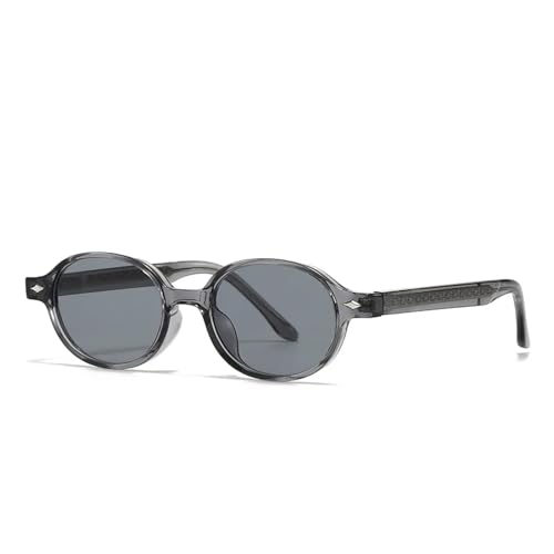 Lunettes de soleil ovales rétro C7 gris avec protection verres UV400