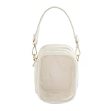 Honeys ハニーズ ぬいぐるみポーチ ストラップ 背面ポケット バッグ 透明 収納 クリアポーチ ホワイト