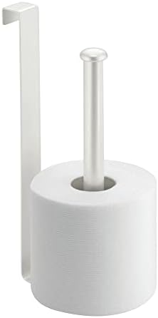 mDesign Metal Wire Over The Tank Toilet Tissue Paper Roll Holder Dispenser and Reserve for Bathroom Storage and Organization - Hanging, Each Holds 2 Rolls - Pearl White