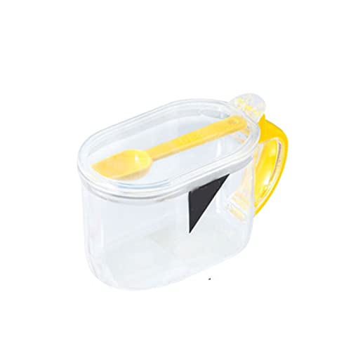 ETZRYSYB Tarros de especias de vidrio transparente con tapa, cuchara, utensilios de cocina (blanco, verde, amarillo, rojo)