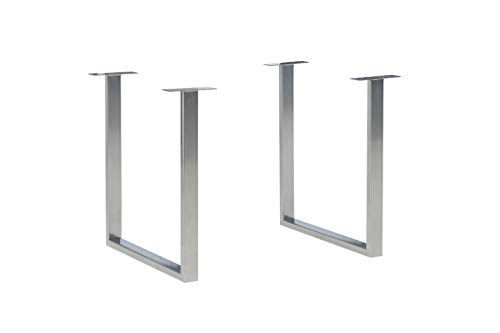 Forte Tischbeine Juego de 2 Patas para Mesa (Forma de U, Metal, Color Cromado Brillante