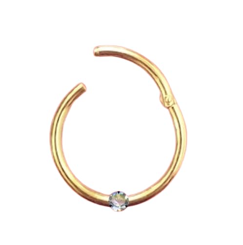 Generisch I Clicker Piercing I Maße: 1,0 x 10 x 1,4 I Echter Diamant + Echt 585 Massiv Gelbgold I