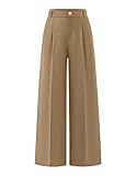 ZESICA Women's Wide Leg Dress Pants 2026 High Waisted Business Casual Palazzo Pants Work Office Slacks Trousers Khaki Medium